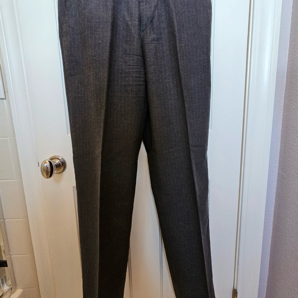Milano Gray Dress Pants Straight Leg Wool Blend